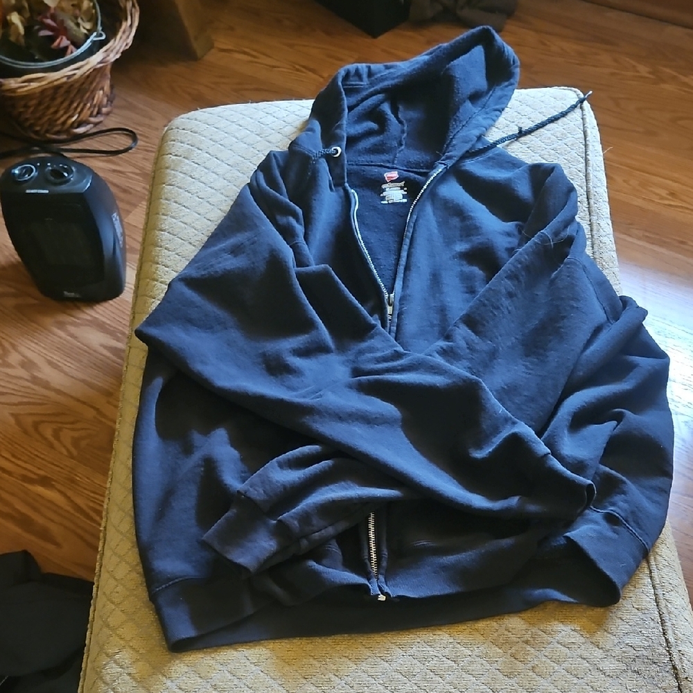 Hanes Men's Dark Black Zip-Up Sweater With Pink Camaro Graphic